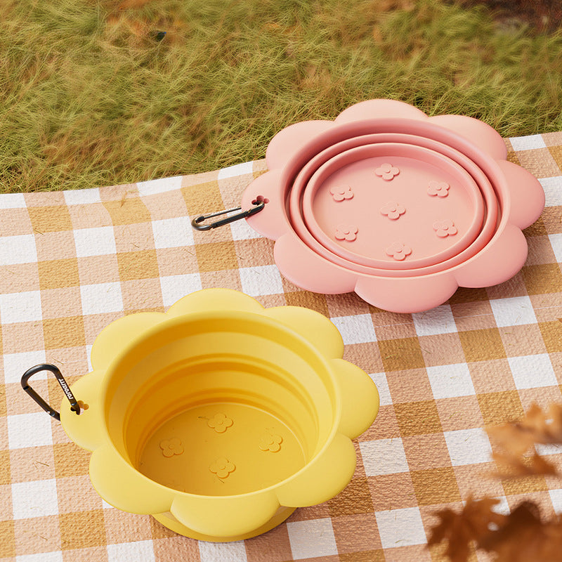 flower collapsible pet bowl